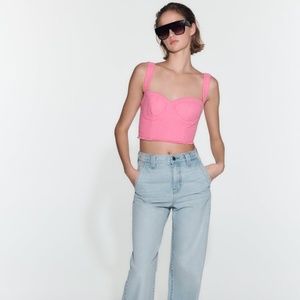 Zara Pink Textured Bustier Top | Size: Medium